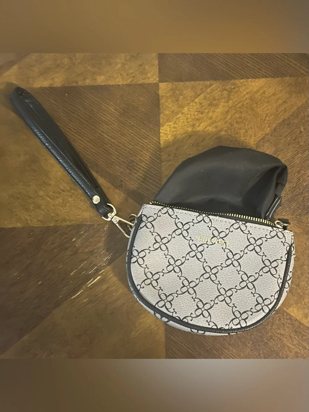 Nine West Black Tote with Monogram Crossbody Pouch